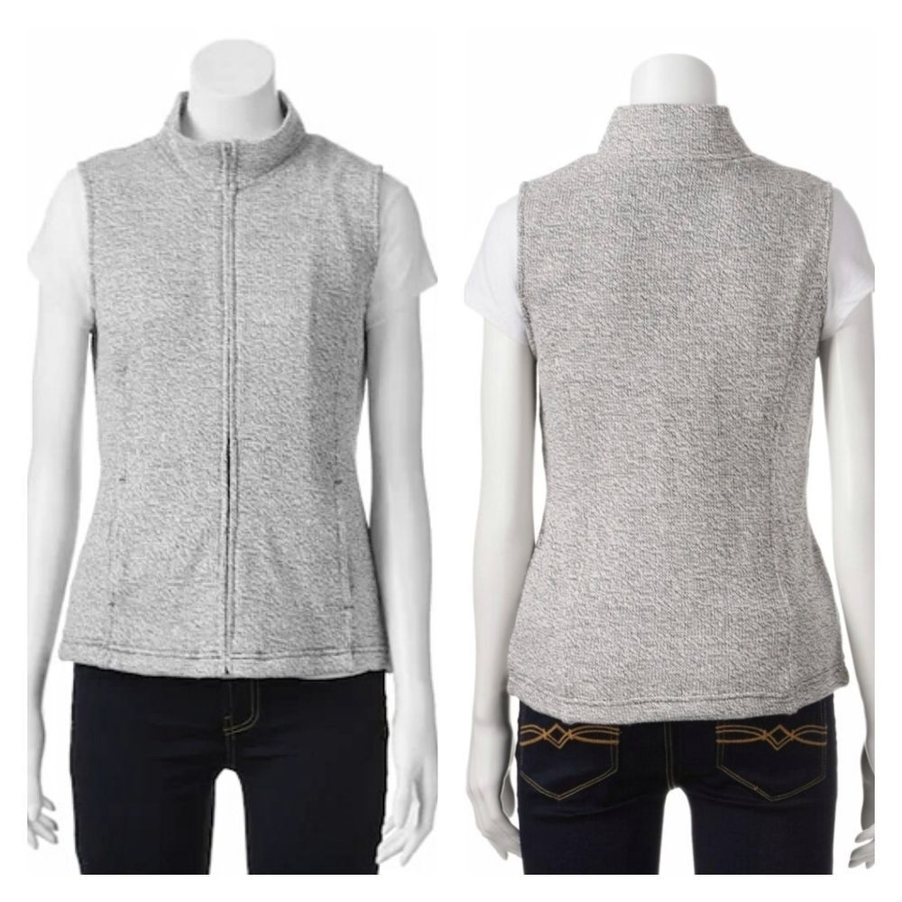 Croft & Barrow | Heathered Zip-up Sleeveless Sweater Vest | Small